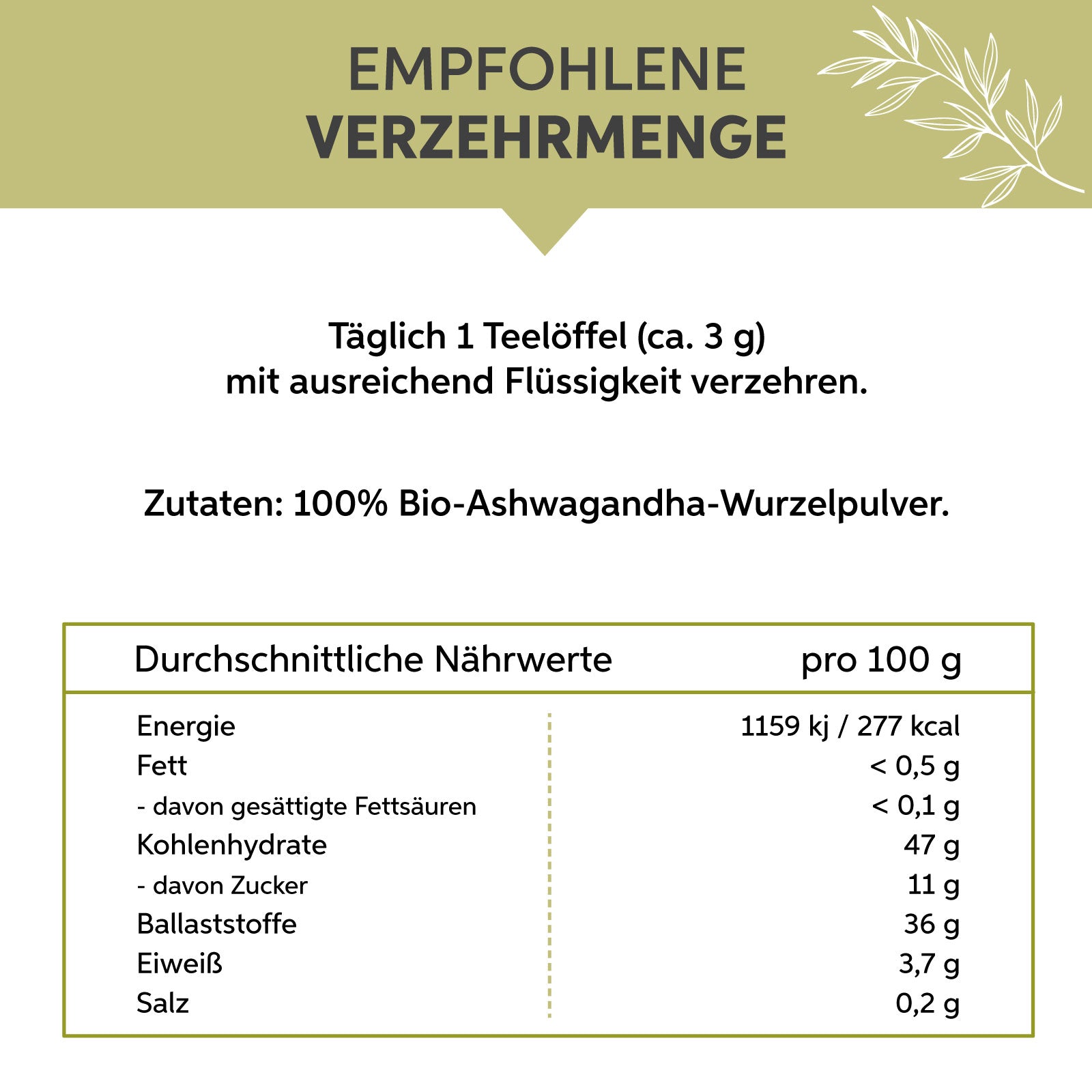 Bio-Ashwagandha Pulver Eltabia