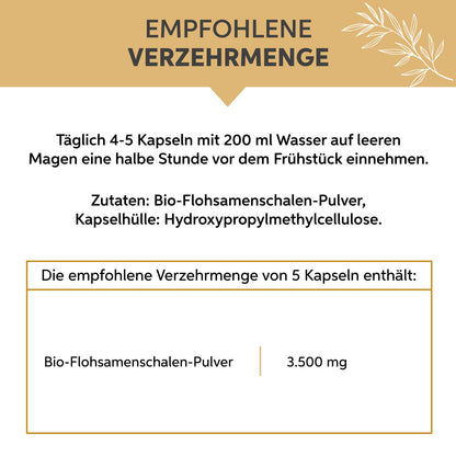 Bio Flohsamenschalen Kapseln – 99% Reinheit Eltabia