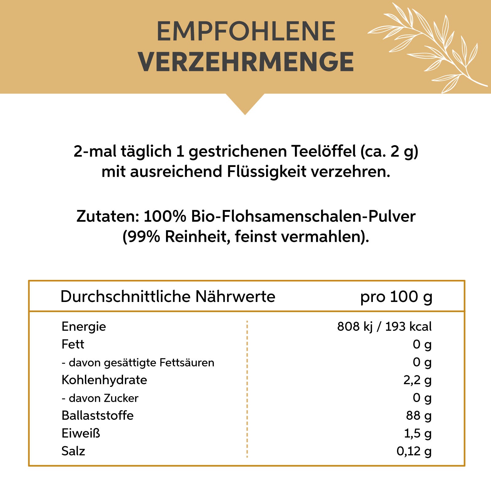 Bio Flohsamenschalen Pulver - 99% Reinheit Eltabia
