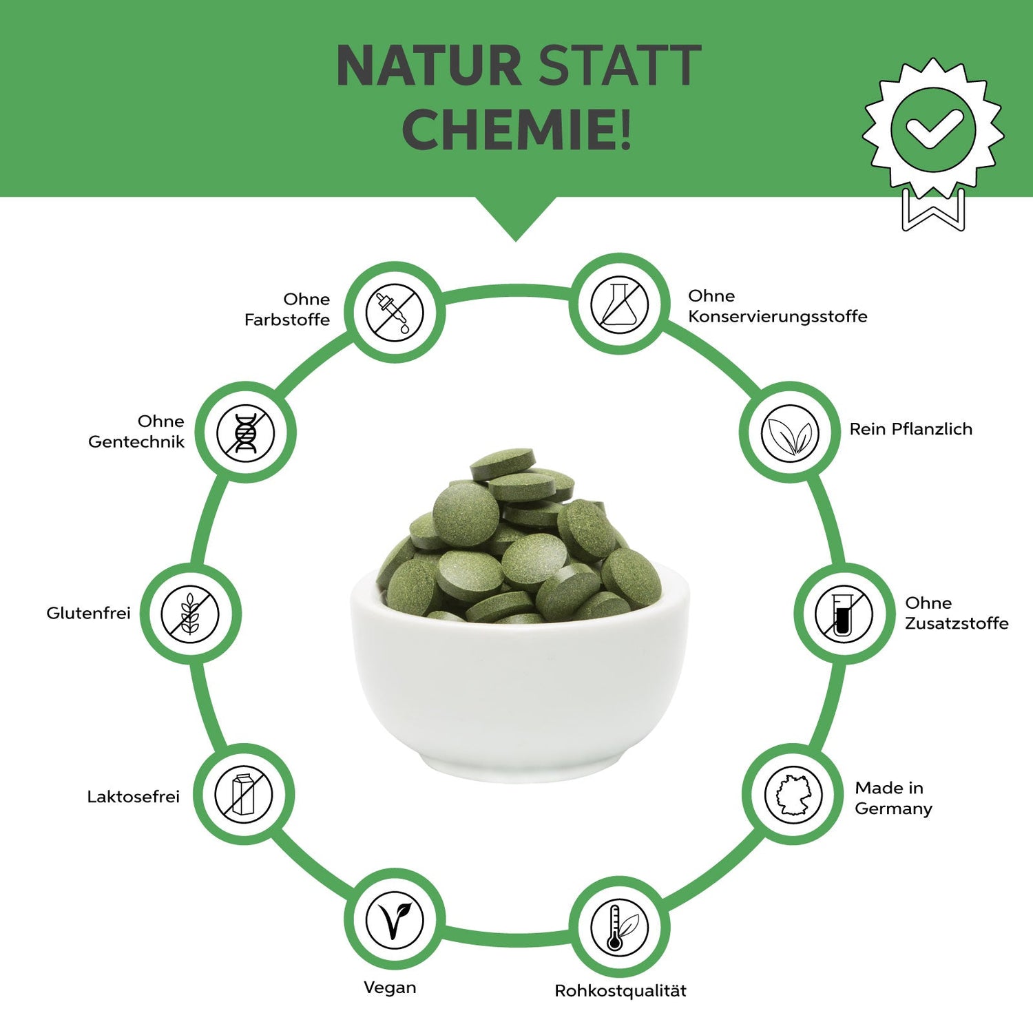 Bio Green Trio Presslinge (Mix aus Chlorella, Spirulina und Gerstengras) Eltabia