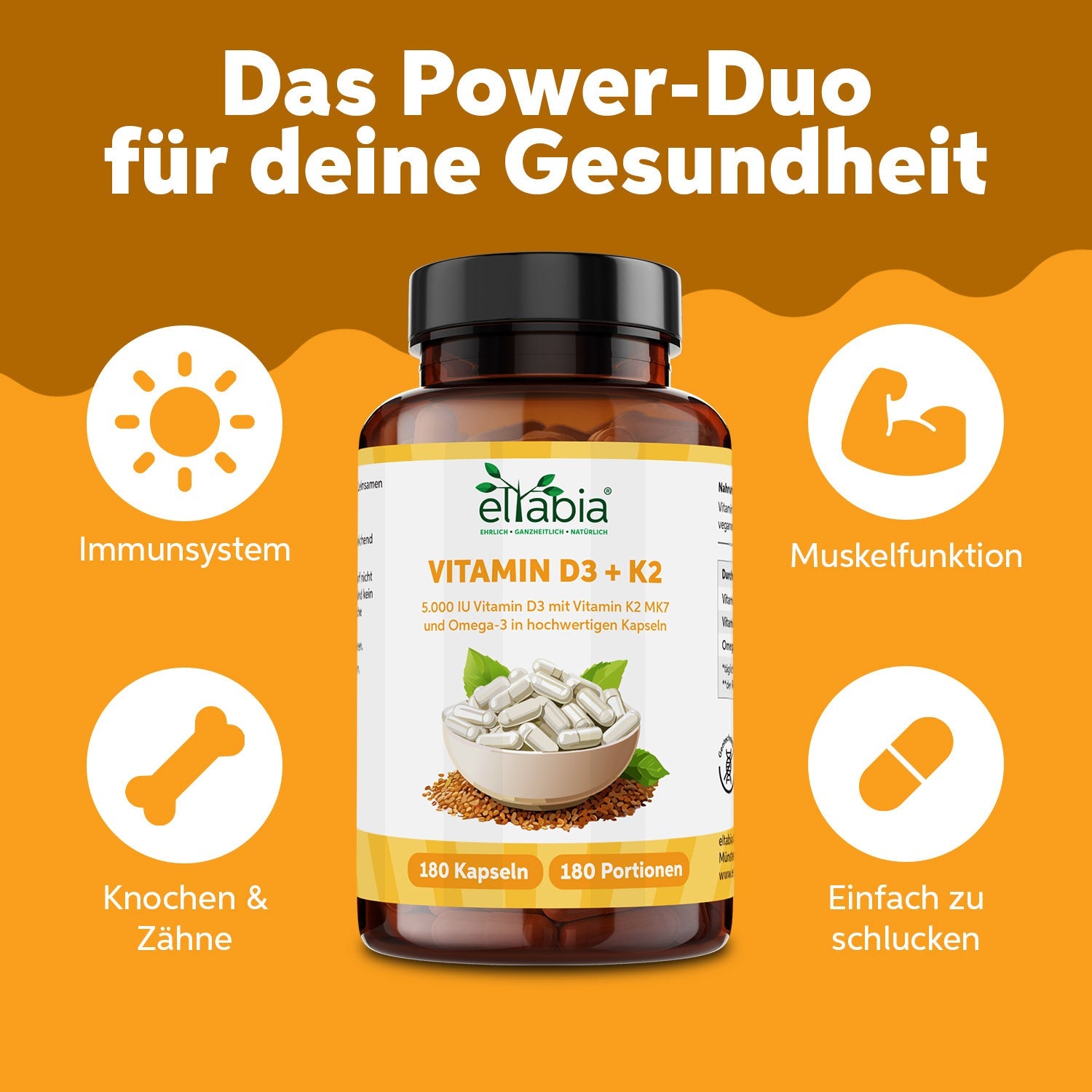 Vitamin D3 + K2 + Omega 3 Kapseln Eltabia