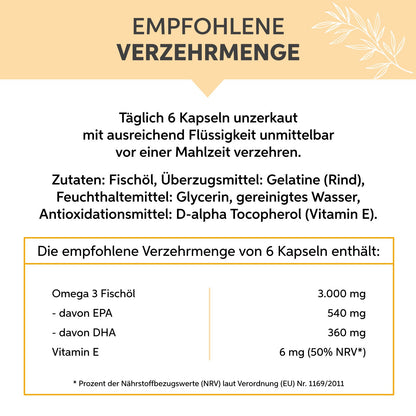 Omega 3 Fischöl Kapseln 500mg Eltabia