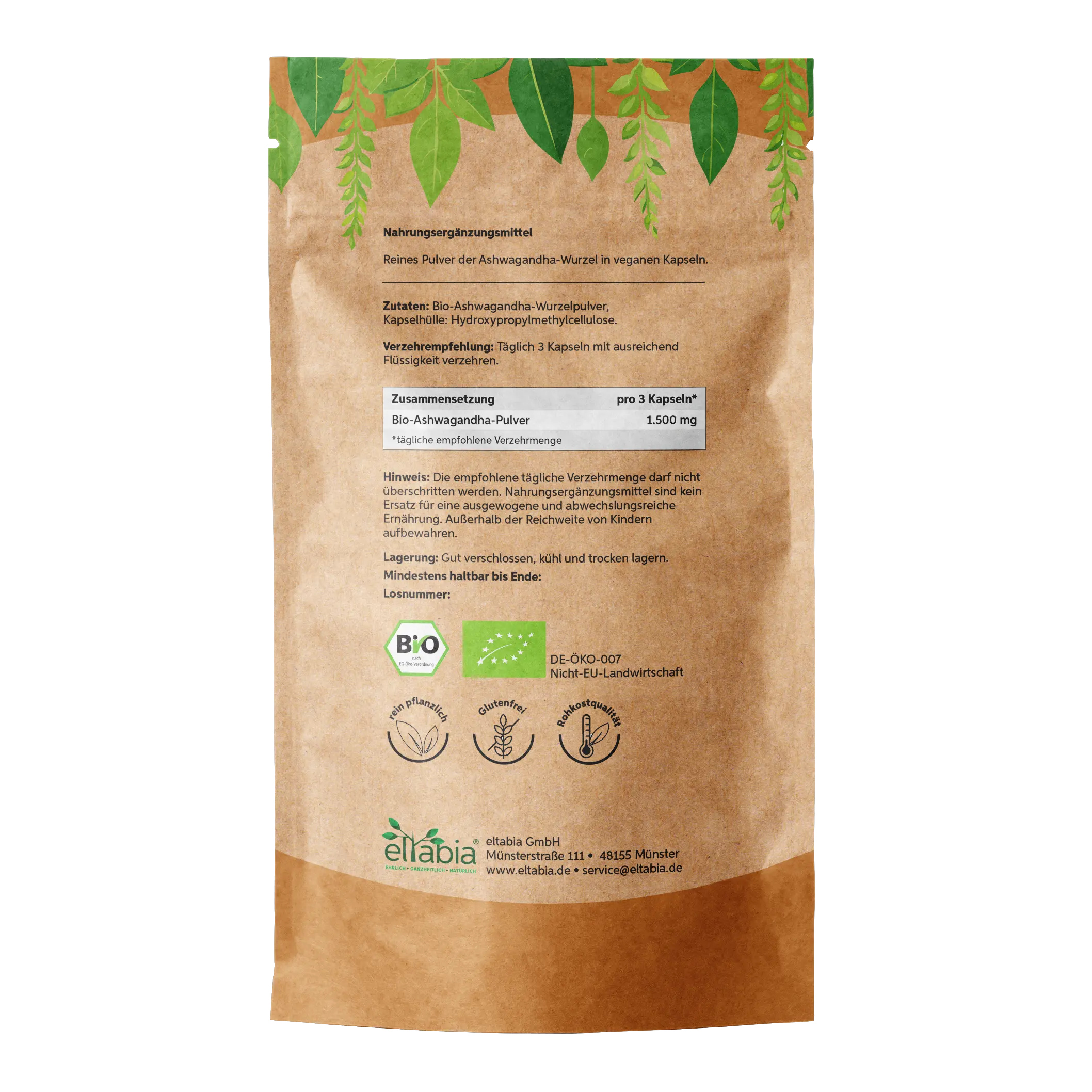 Bio Ashwagandha Kapseln Eltabia