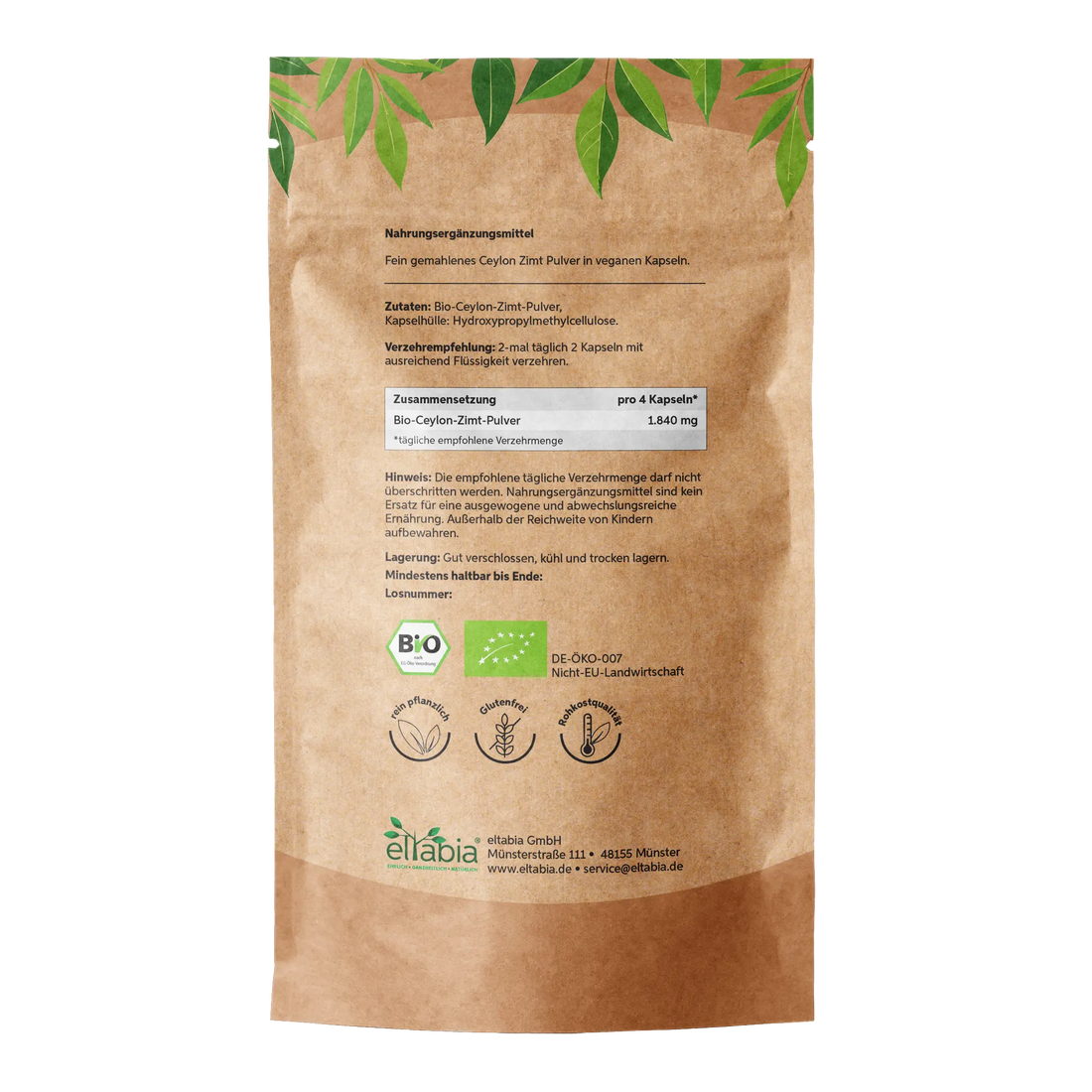 Bio Ceylon Zimt Kapseln Eltabia