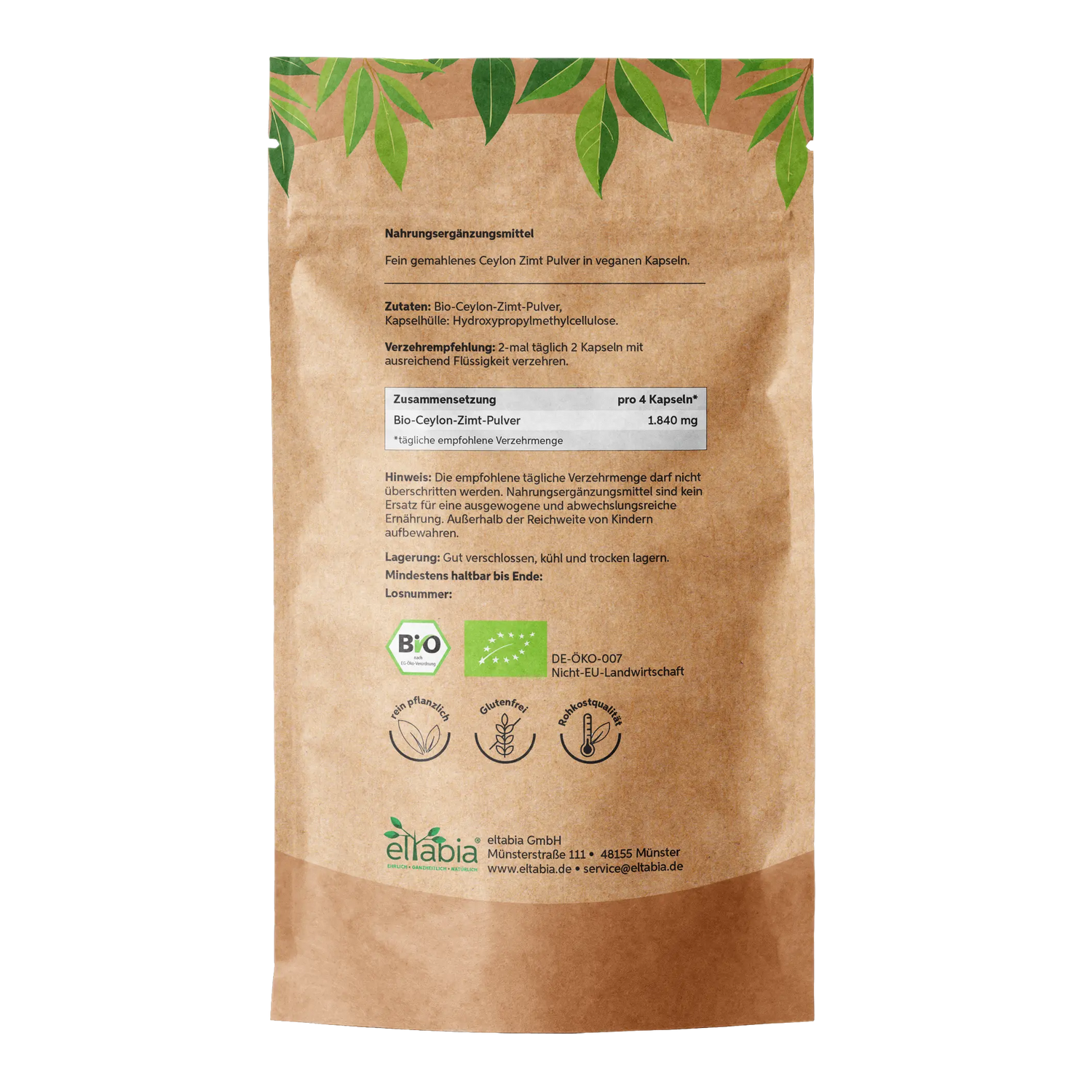 Bio Ceylon Zimt Kapseln Eltabia