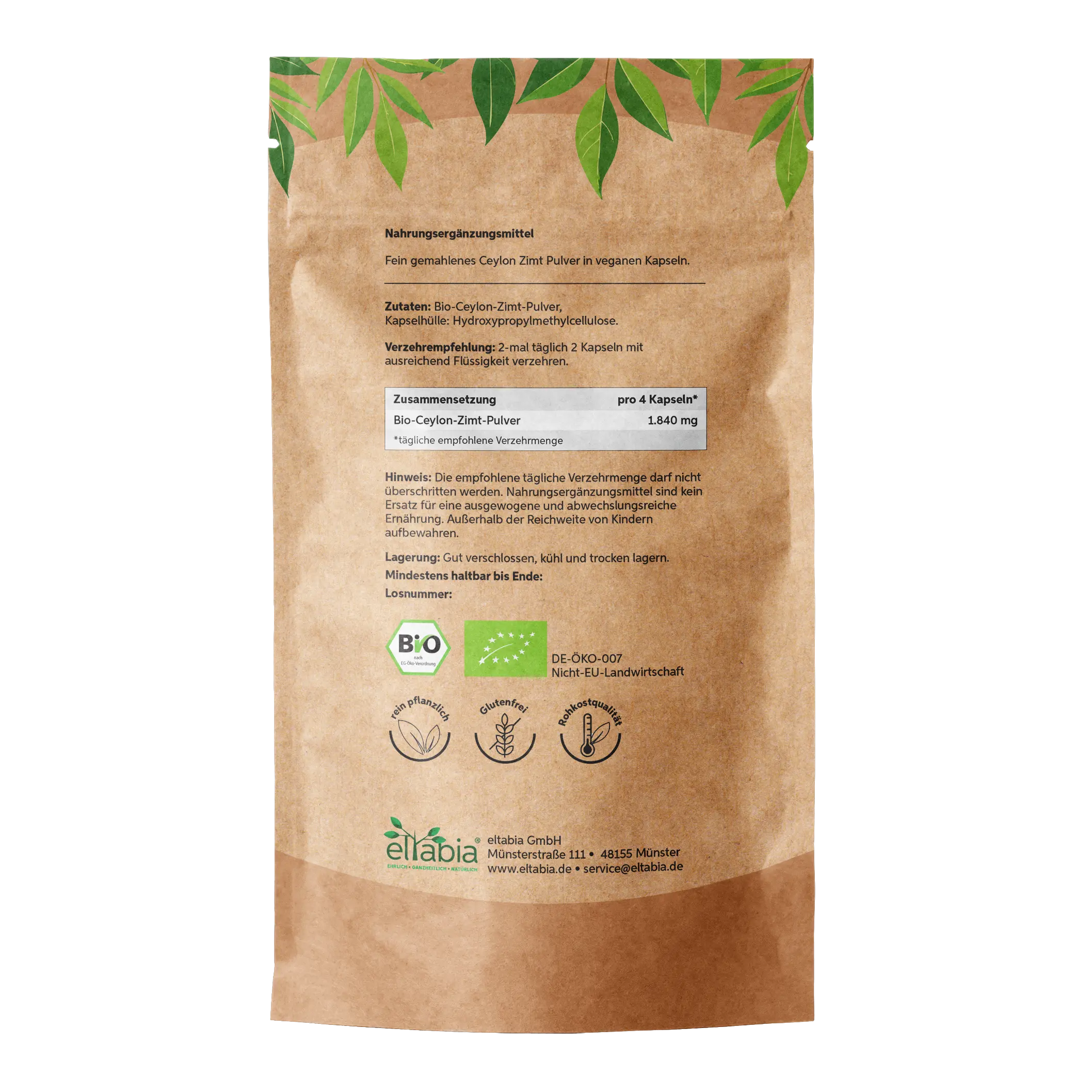 Bio Ceylon Zimt Kapseln Eltabia