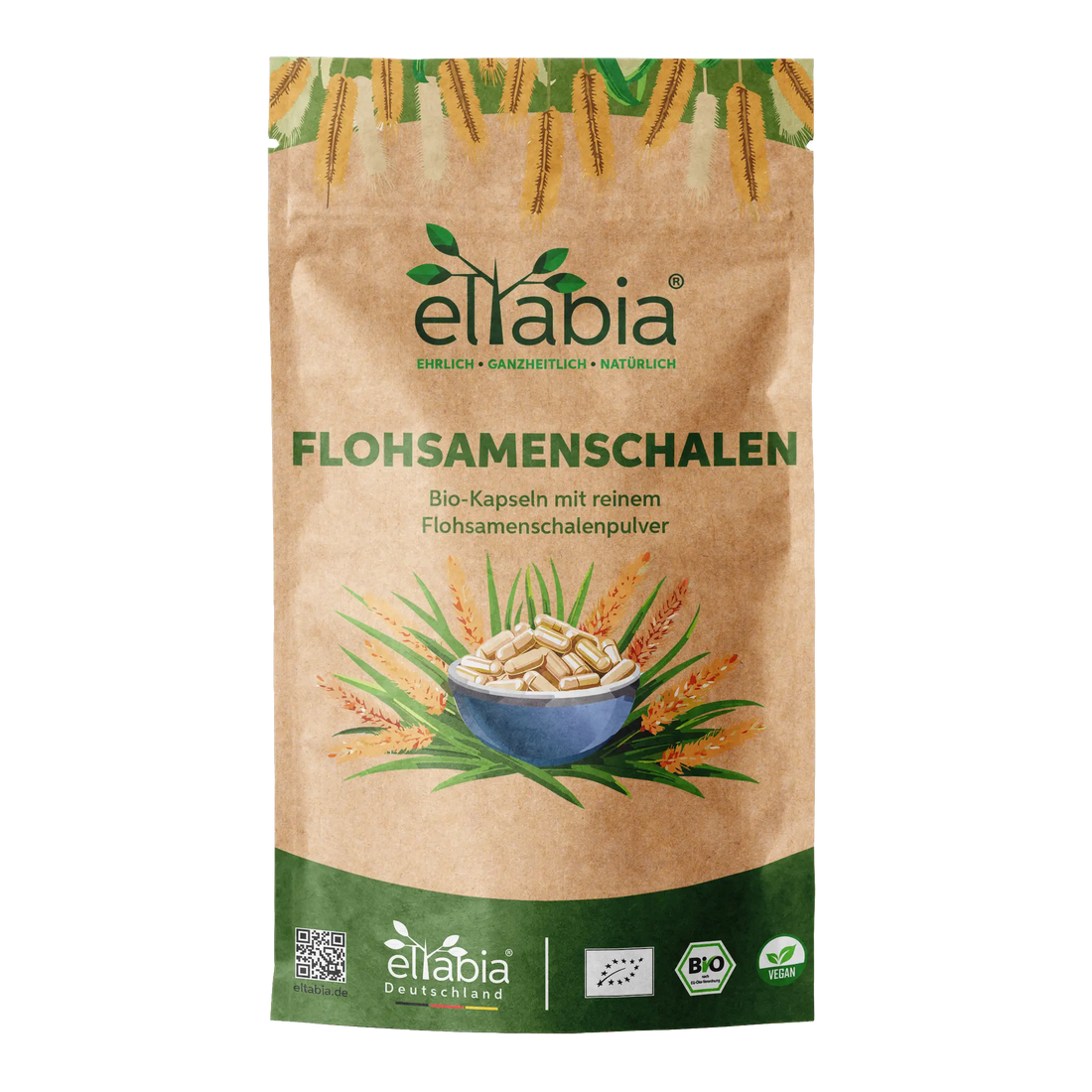 Bio Flohsamenschalen Kapseln – 99% Reinheit Eltabia