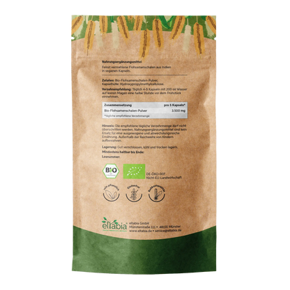 Bio Flohsamenschalen Kapseln – 99% Reinheit Eltabia