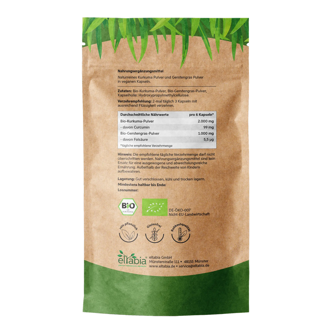 Bio Kurkuma Gerstengras Kapseln Eltabia