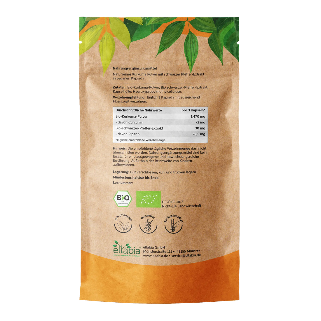 Bio Kurkuma Piperin Kapseln Eltabia