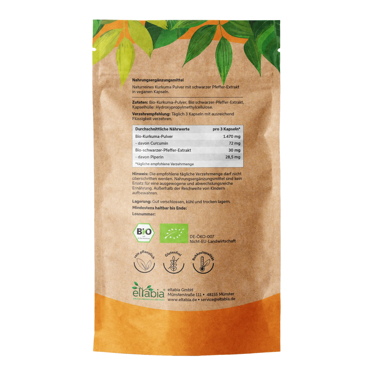 Bio Kurkuma Piperin Kapseln Eltabia