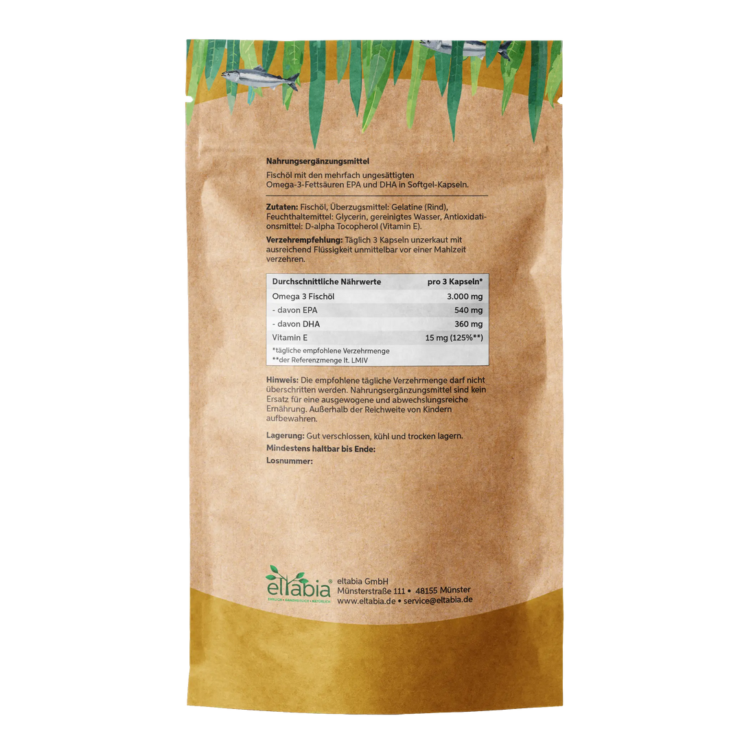 Omega 3 Fischöl Kapseln 1000mg Eltabia