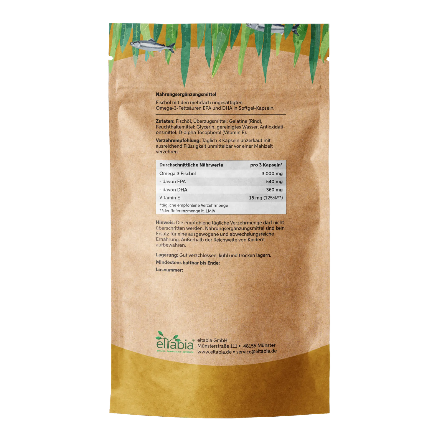 Omega 3 Fischöl Kapseln 1000mg Eltabia