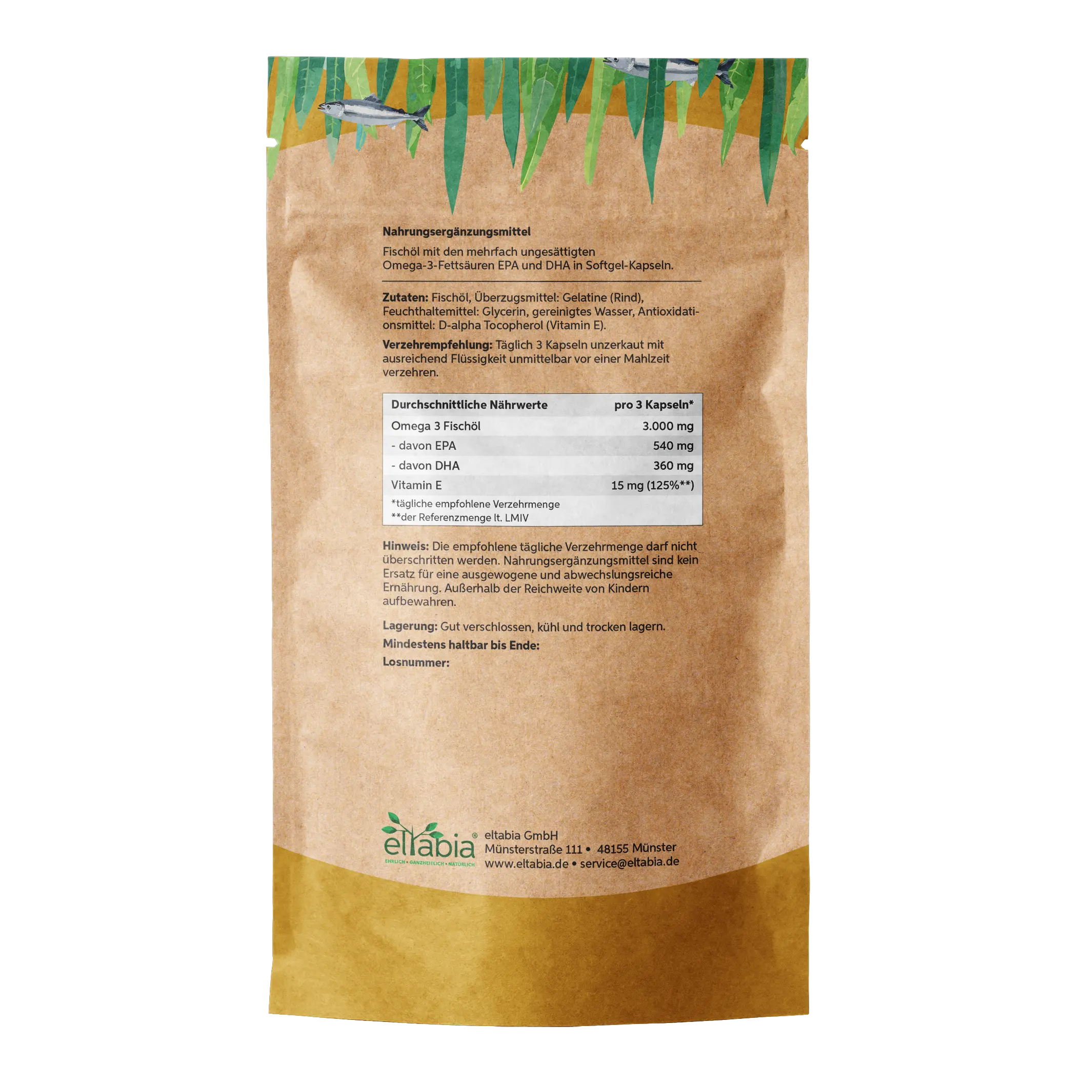 Omega 3 Fischöl Kapseln 1000mg Eltabia